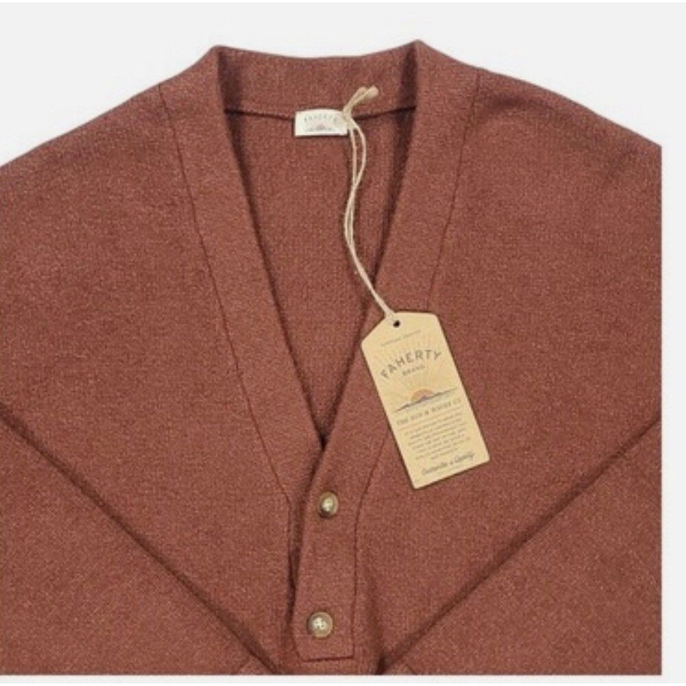 Faherty Jackson V Neck Popover Smoked Paprika Sweater Women's Small NEW $168